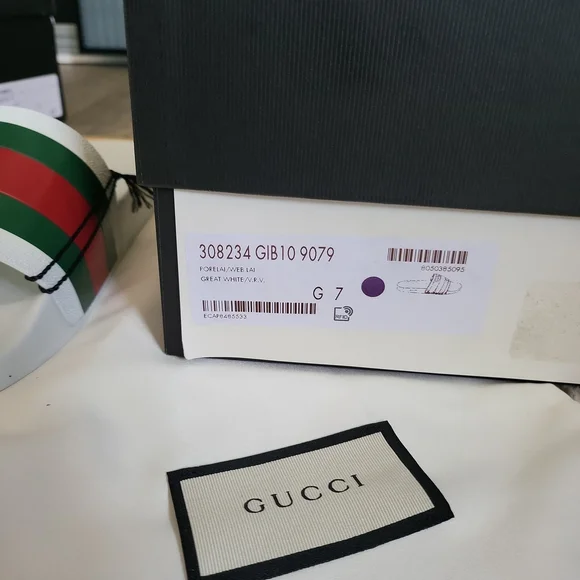 Gucci White, Green, and Red Sandals